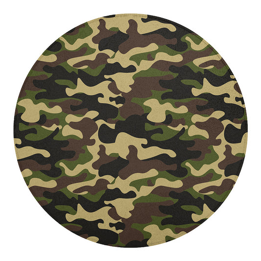 Army Green Camouflage Print Round Blanket