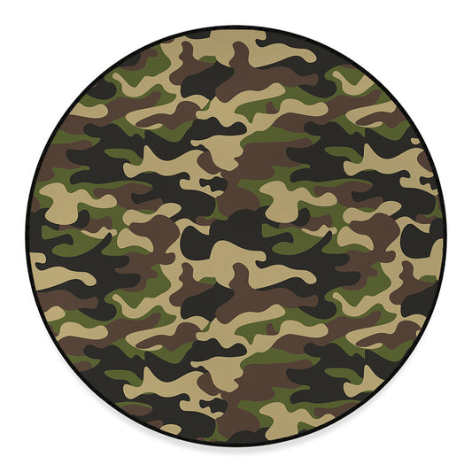Army Green Camouflage Print Round Floor Mat