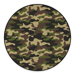 Army Green Camouflage Print Round Floor Mat