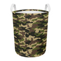 Army Green Camouflage Print Round Laundry Basket