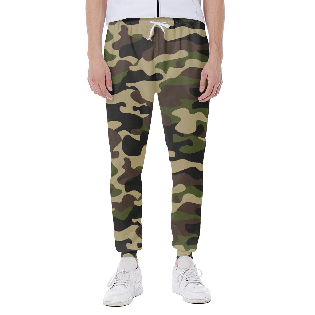 Army Green Camouflage Print Scuba Joggers