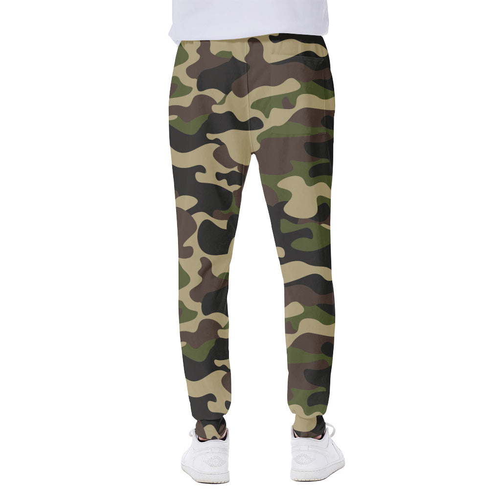 Army Green Camouflage Print Scuba Joggers
