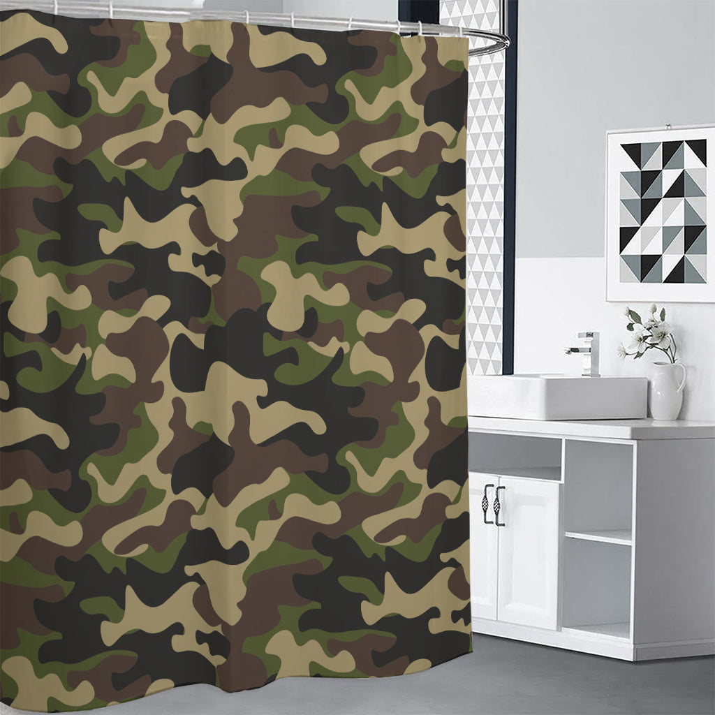 Army Green Camouflage Print Shower Curtain
