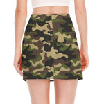 Army Green Camouflage Print Side Slit Mini Skirt