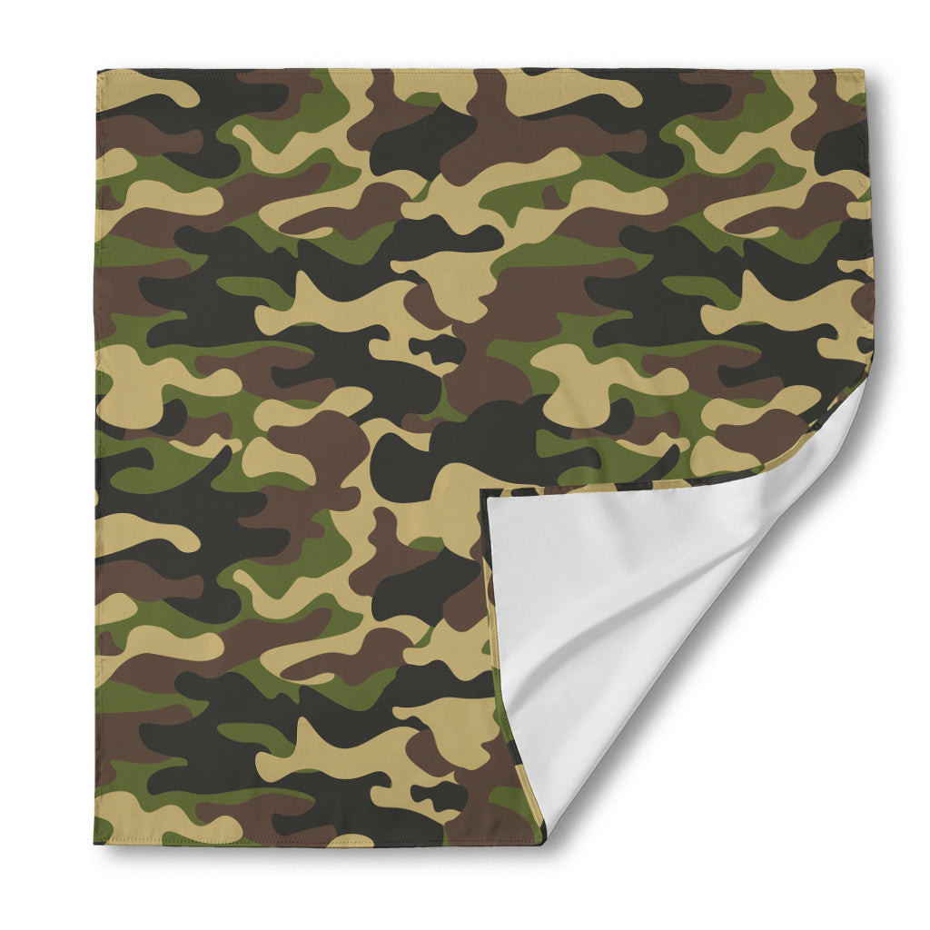 Army Green Camouflage Print Silk Bandana