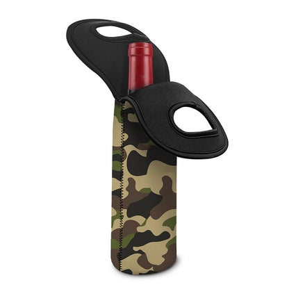 Army Green Camouflage Print Single Neoprene Wine Tote