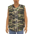 Army Green Camouflage Print Sleeveless Baseball Jersey