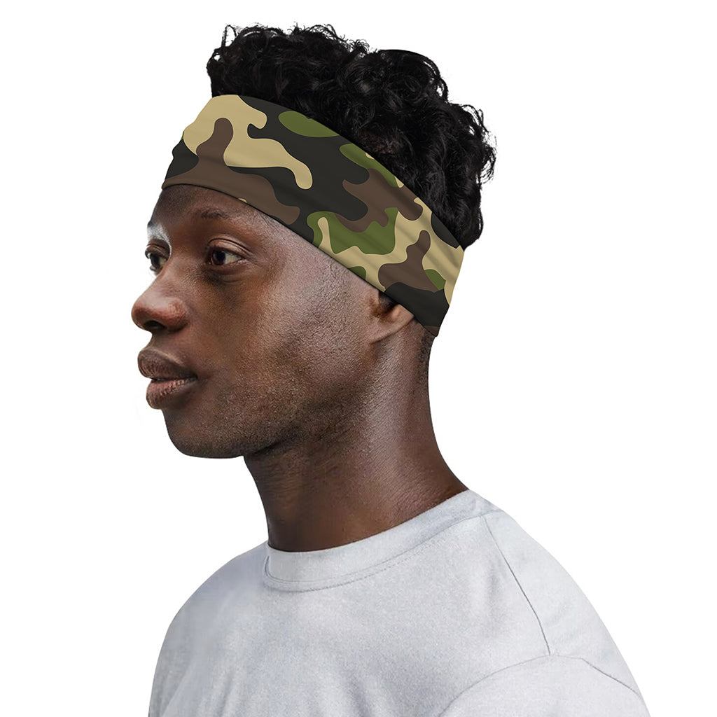 Army Green Camouflage Print Sports Headband