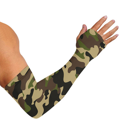 Army Green Camouflage Print Sun Protection Arm Sleeves