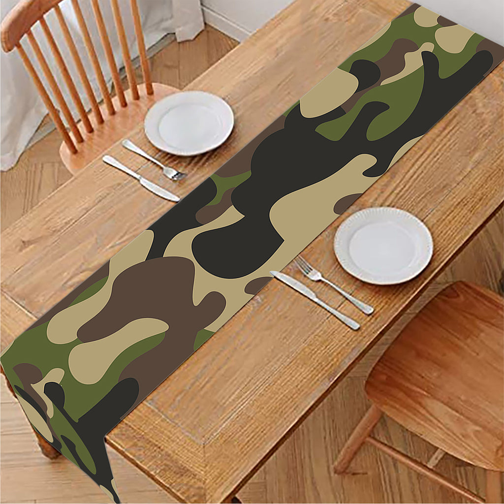 Army Green Camouflage Print Table Runner