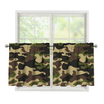 Army Green Camouflage Print Tier Curtains