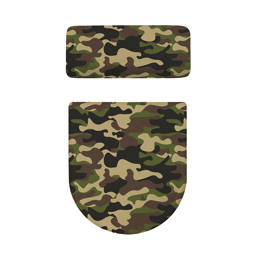 Army Green Camouflage Print Toilet Lid And Tank Cover Set