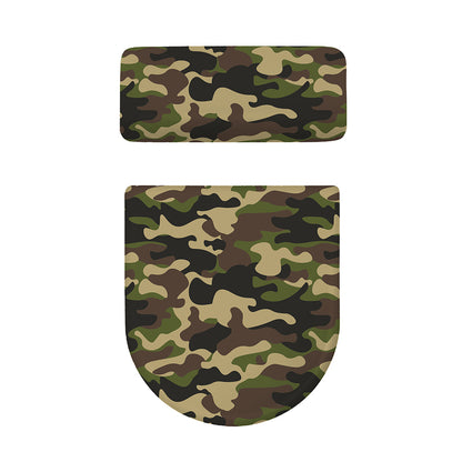 Army Green Camouflage Print Toilet Lid And Tank Cover Set