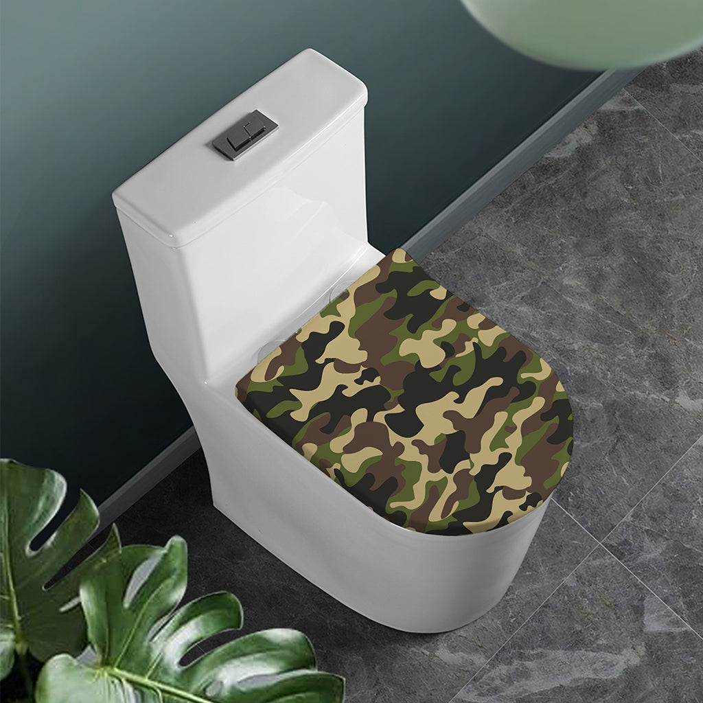 Army Green Camouflage Print Toilet Lid Cover