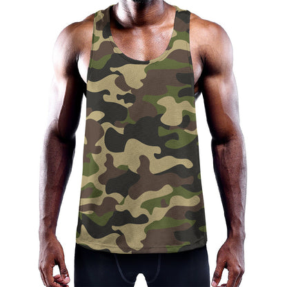 Army Green Camouflage Print Training Tank Top