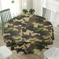 Army Green Camouflage Print Waterproof Round Tablecloth