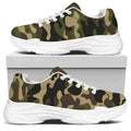 Army Green Camouflage Print White Chunky Shoes