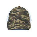 Army Green Camouflage Print White Mesh Trucker Cap