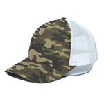 Army Green Camouflage Print White Mesh Trucker Cap