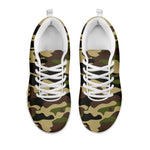 Army Green Camouflage Print White Running Shoes