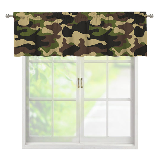 Army Green Camouflage Print Window Valance
