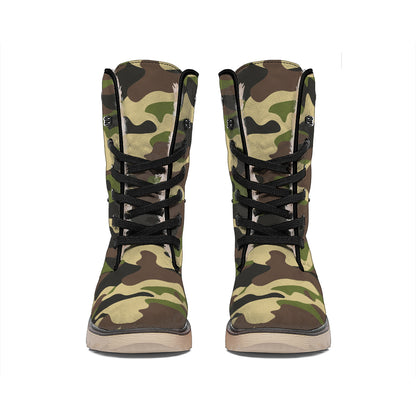 Army Green Camouflage Print Winter Boots