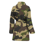 Army Green Camouflage Print Women's Bathrobe