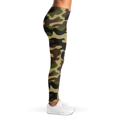 Army Green Camouflage Print Women's Leggings