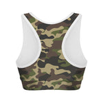 Army Green Camouflage Print Women's Sports Bra