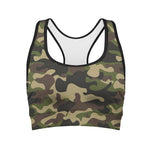 Army Green Camouflage Print Women's Sports Bra