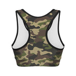 Army Green Camouflage Print Women's Sports Bra