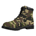 Army Green Camouflage Print Padded Collar Lace Up Boots
