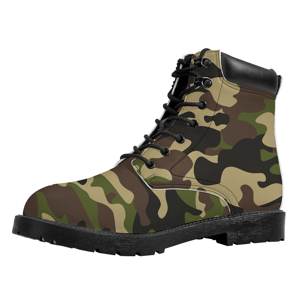 Army Green Camouflage Print Work Boots