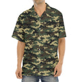 Army Green Digital Camo Pattern Print Aloha Shirt