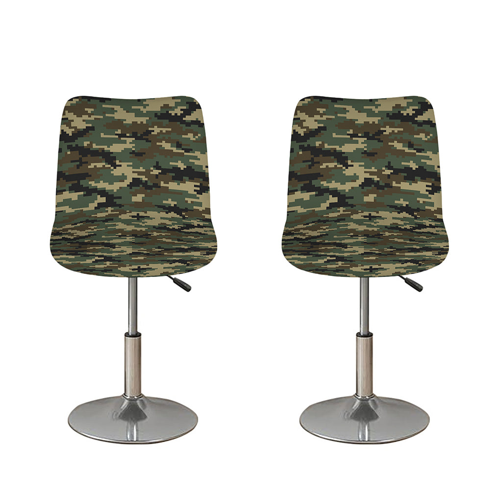 Army Green Digital Camo Pattern Print Bar Stool Covers