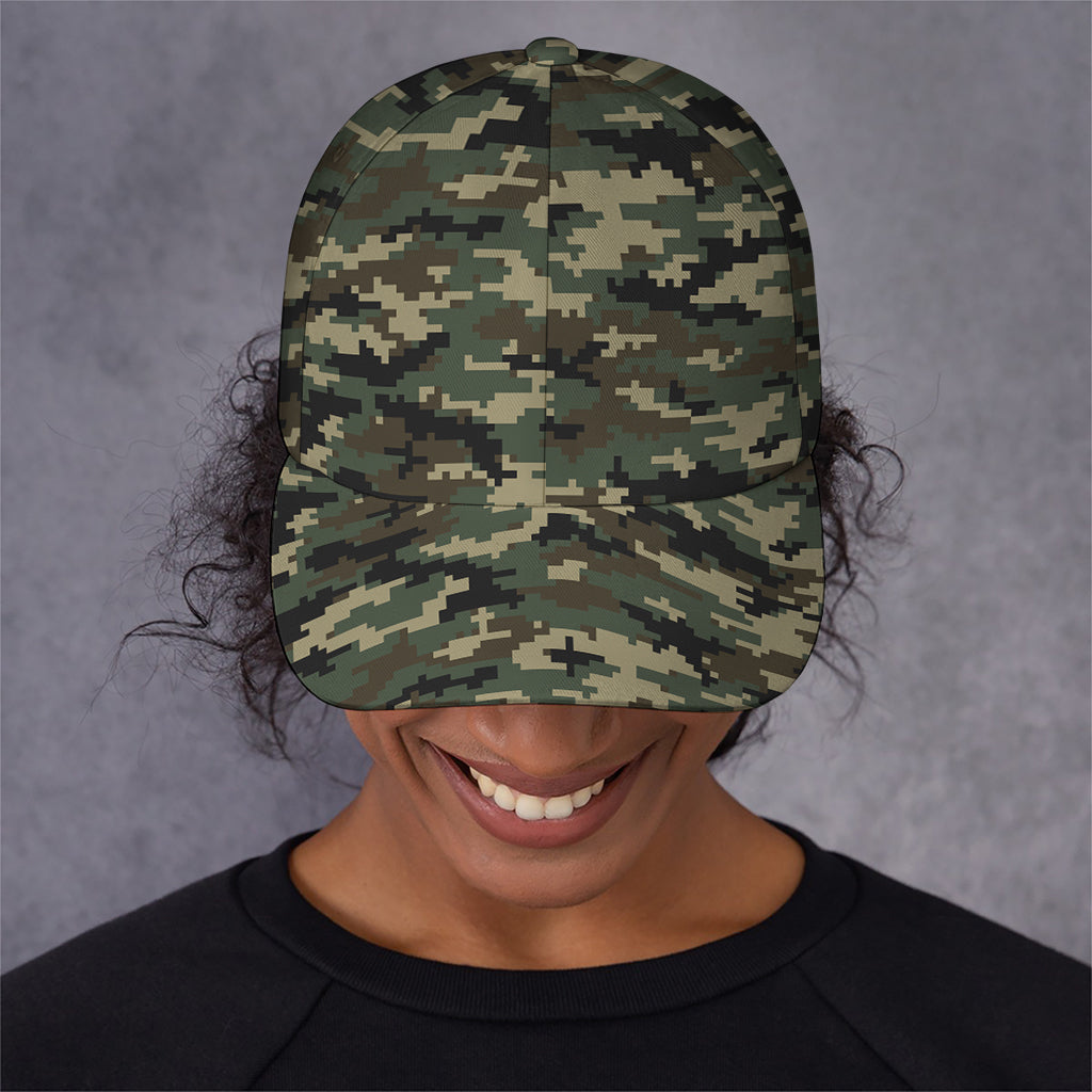Army Green Digital Camo Pattern Print Baseball Cap