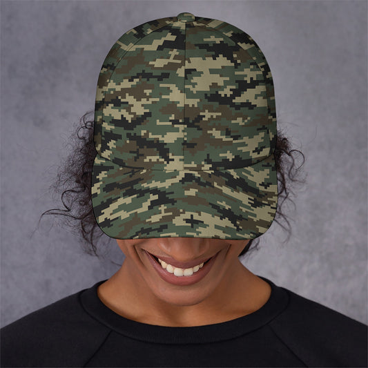 Army Green Digital Camo Pattern Print Baseball Cap