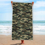 Army Green Digital Camo Pattern Print Beach Towel