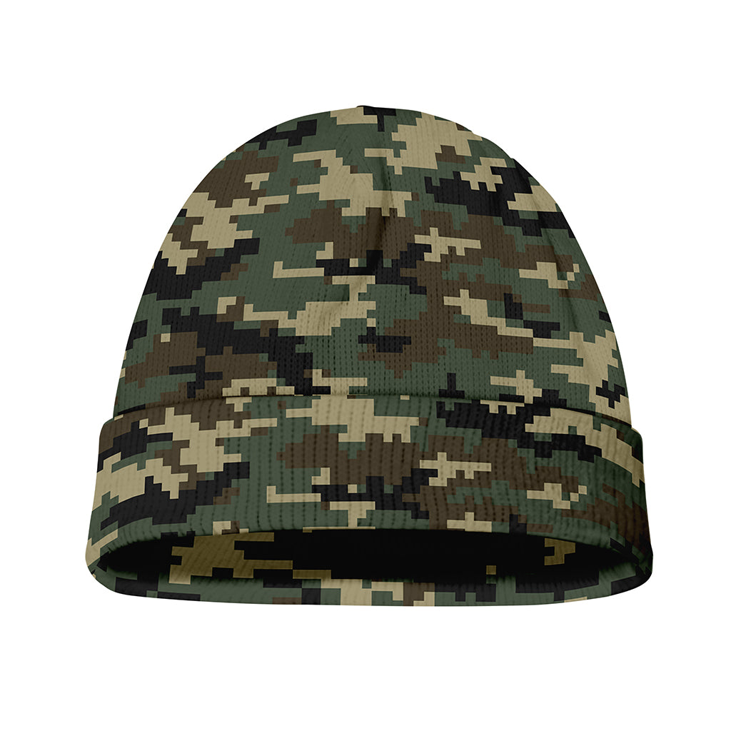 Army Green Digital Camo Pattern Print Beanie