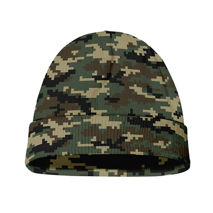 Army Green Digital Camo Pattern Print Beanie