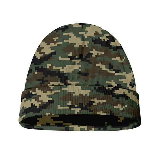 Army Green Digital Camo Pattern Print Beanie