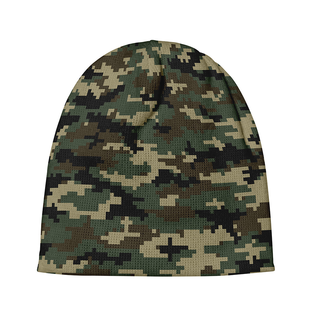 Army Green Digital Camo Pattern Print Beanie