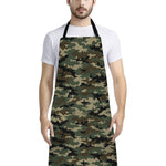 Army Green Digital Camo Pattern Print Bib Apron With Pocket