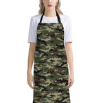 Army Green Digital Camo Pattern Print Bib Apron With Pocket