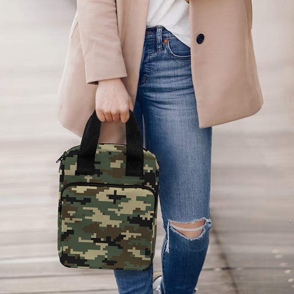 Army Green Digital Camo Pattern Print Bible Tote Bag