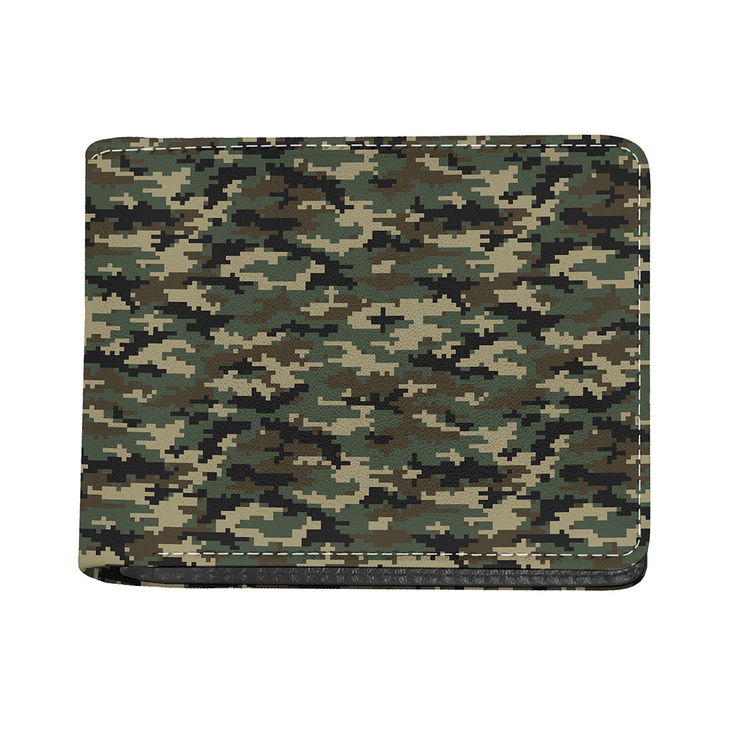 Army Green Digital Camo Pattern Print Bifold Wallet