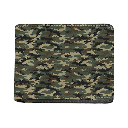 Army Green Digital Camo Pattern Print Bifold Wallet