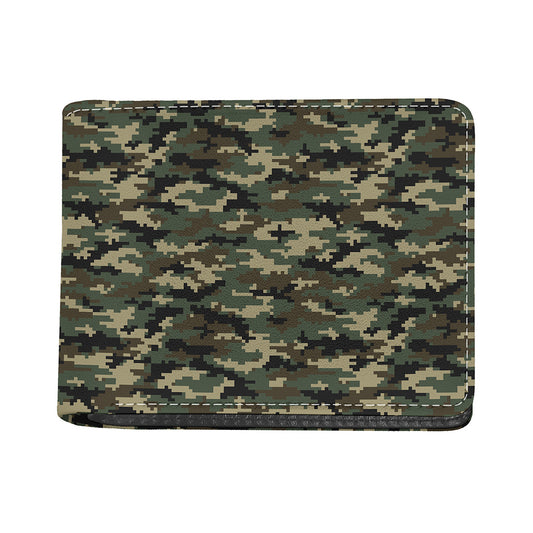 Army Green Digital Camo Pattern Print Bifold Wallet
