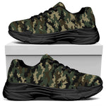 Army Green Digital Camo Pattern Print Black Chunky Shoes