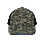 Army Green Digital Camo Pattern Print Black Mesh Trucker Cap